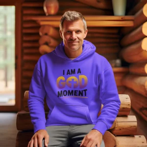 Senior Man Wearing A Pullover Hoodie In A Wooden Cabin