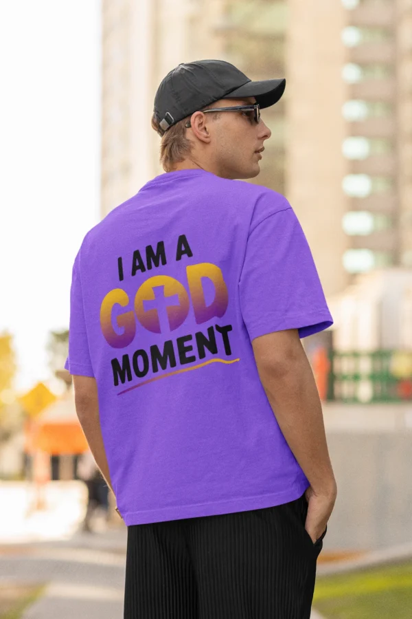 Back View Mockup of A Man Wearing An Oversized Tshirt and Sunglasses