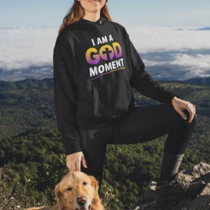 Pullover Hoodie Mockup Featuring A Woman Hiking With Her Dog